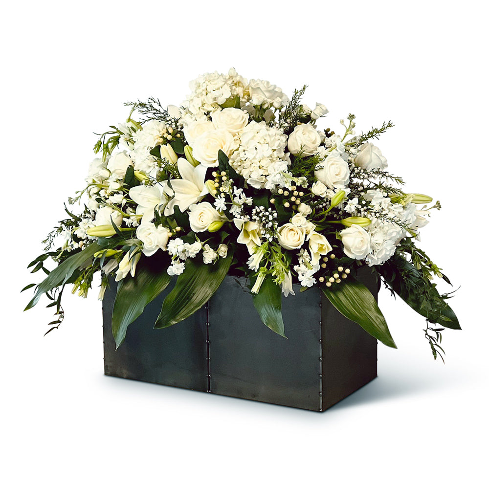 casket cover floral arrangement near me