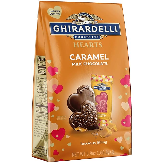 GHIRARDELLI MILK CHOCOLATE CARAMEL HEARTS- 5.8 OZ