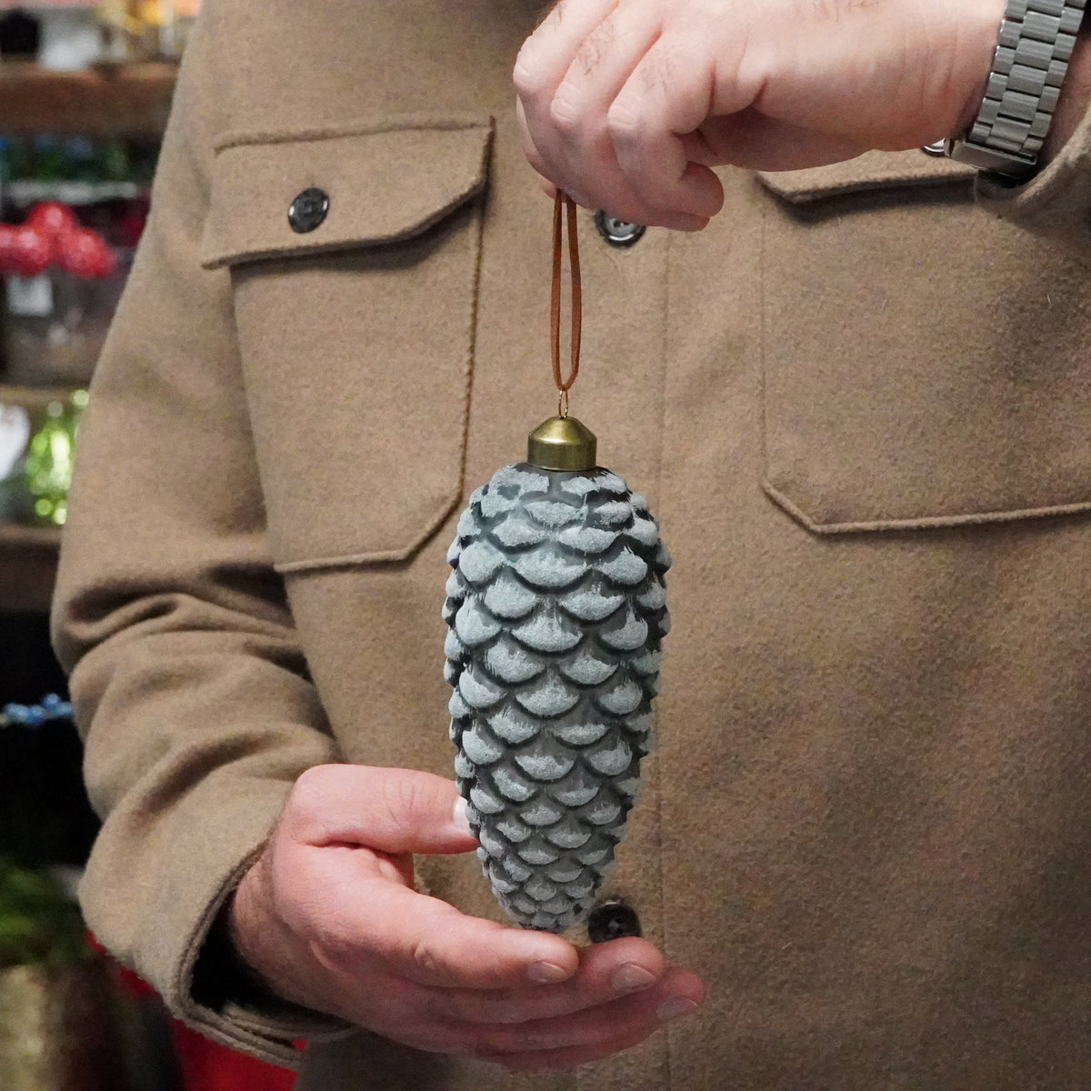 5" Blue Pinecone Ornament