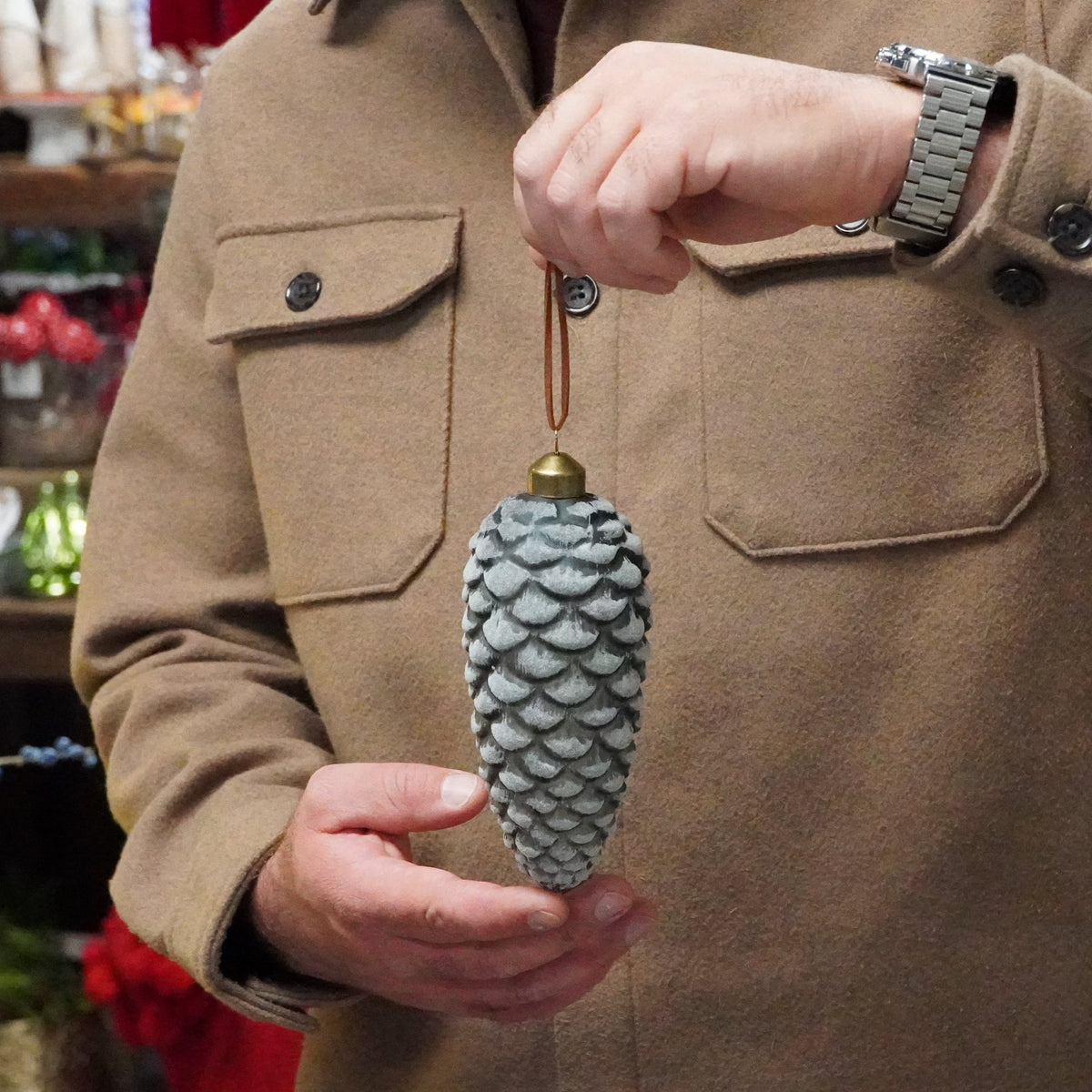 5" Blue Pinecone Ornament