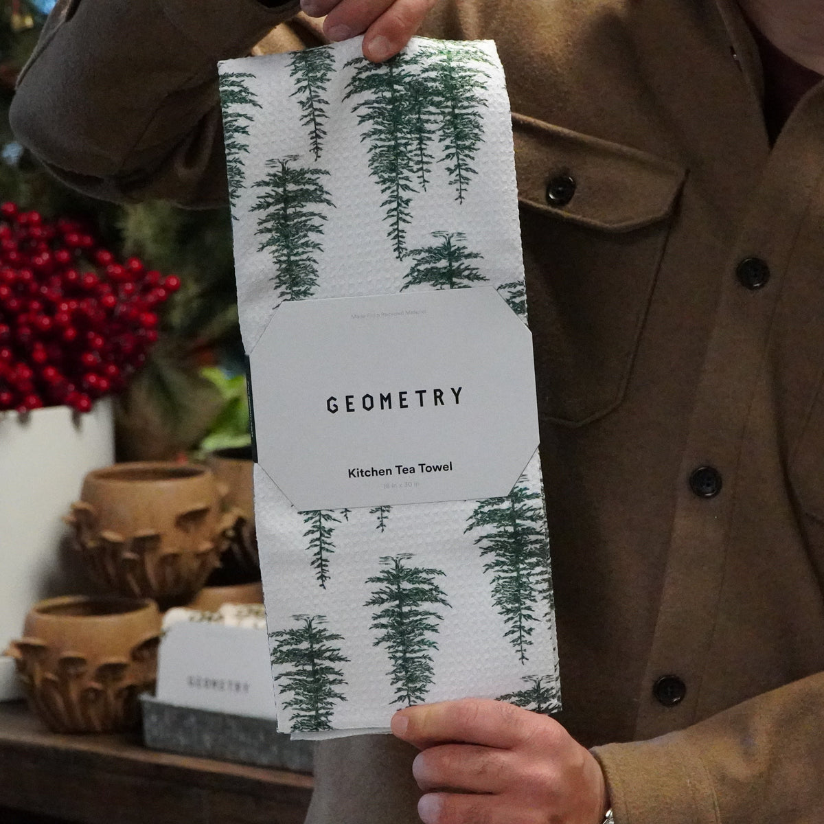 Geometry Christmas Forest Tea Towel