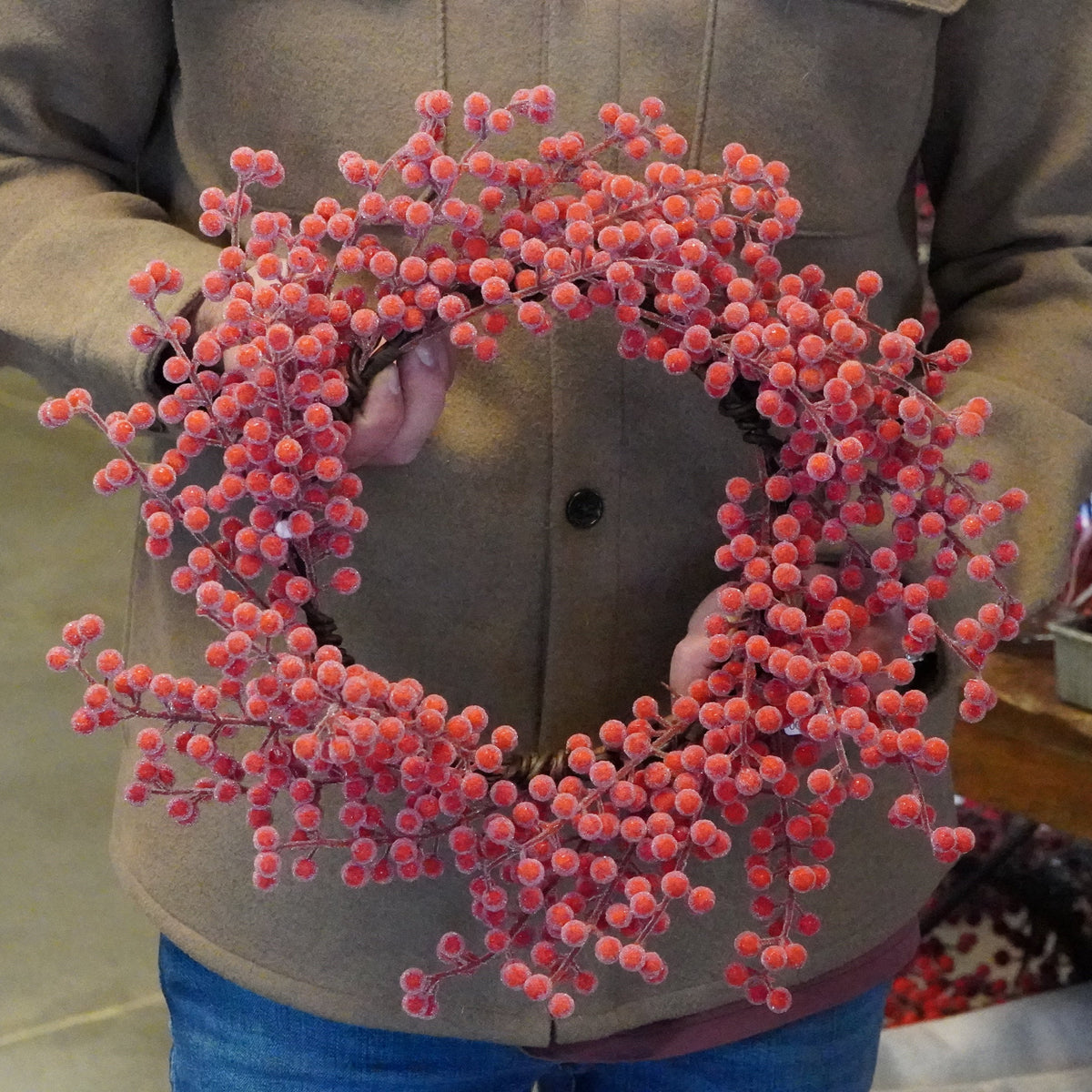 17" Iced Red Berry Wreath