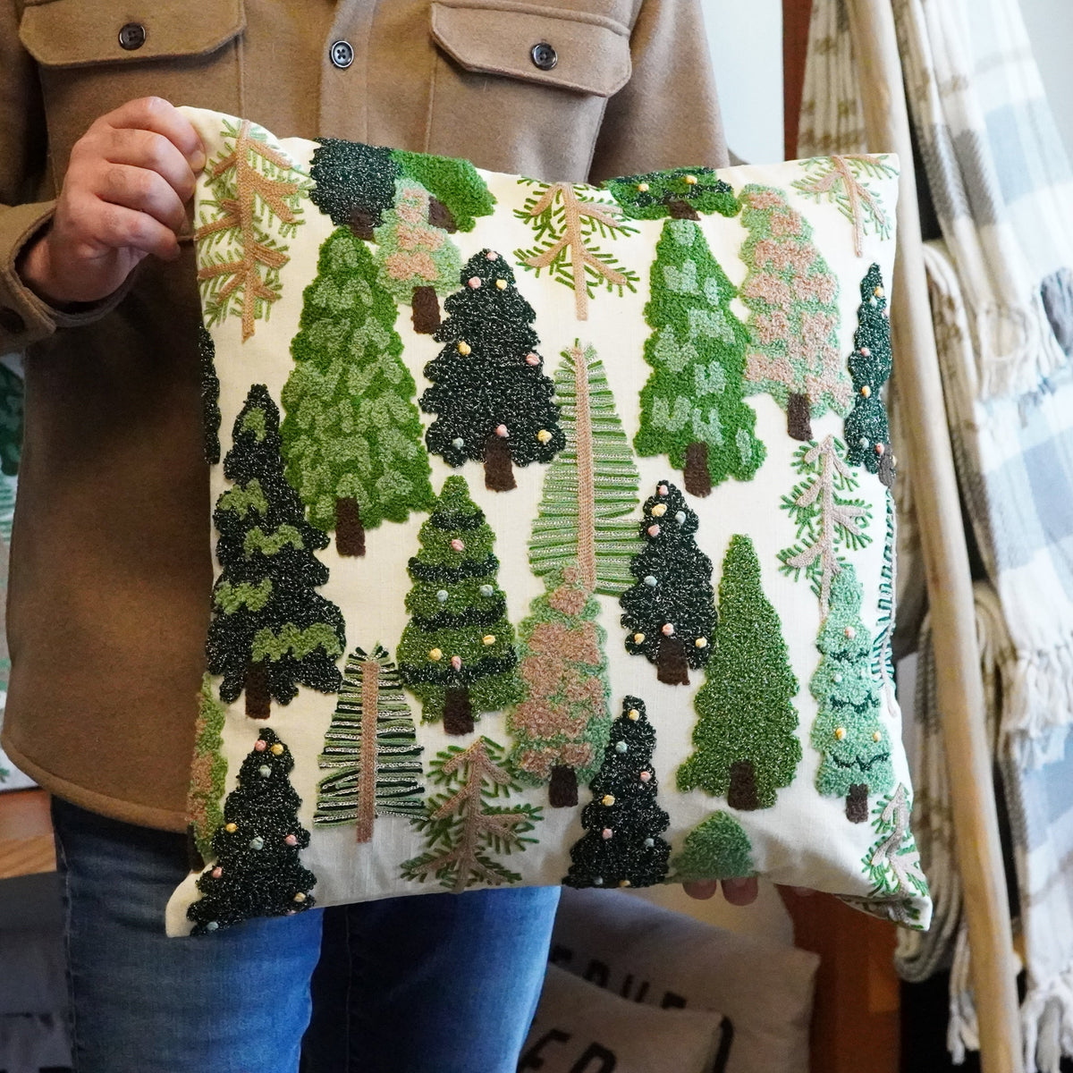 20" Embroidered Tree Pillow