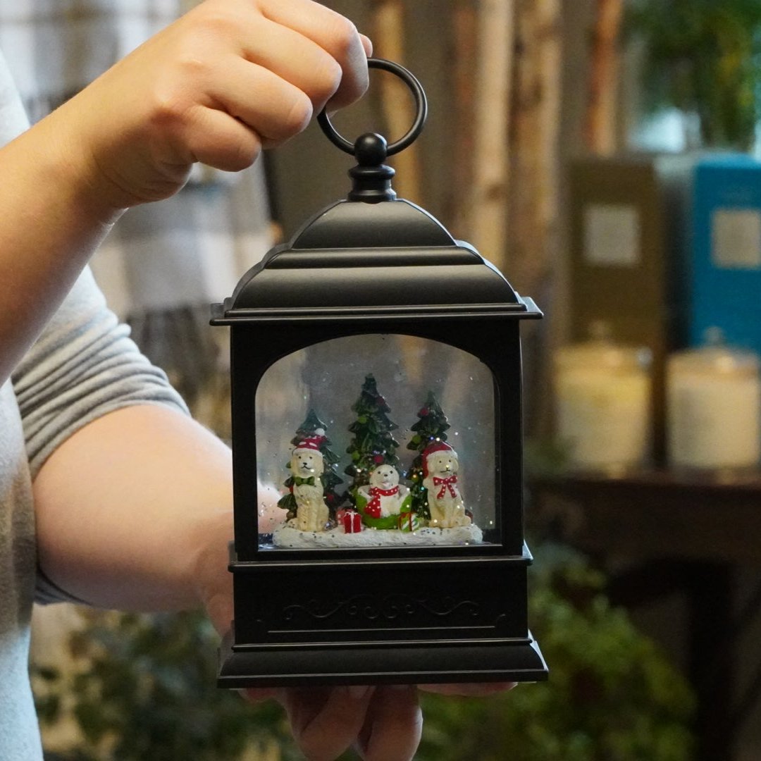 LED Lantern with Holiday Dogs