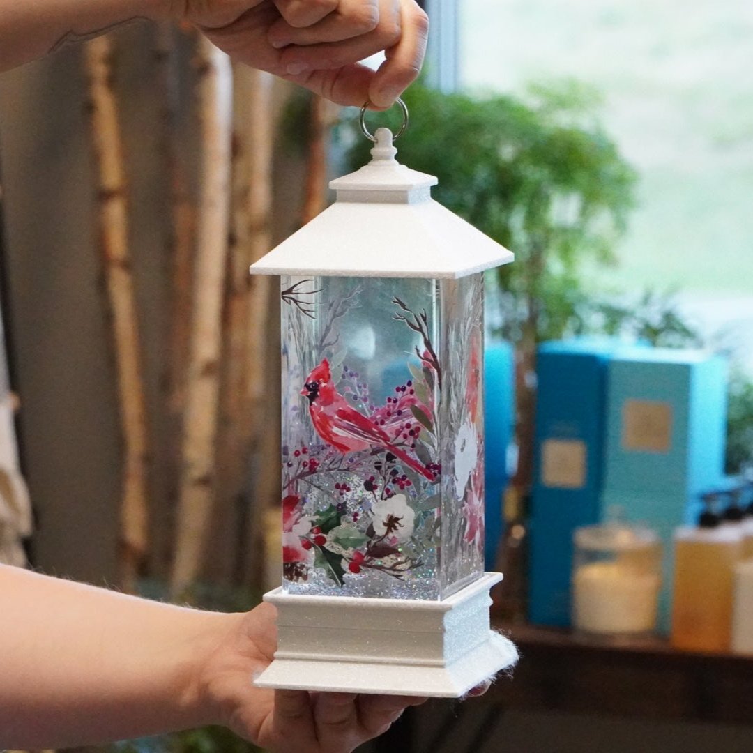 LED Lantern Watercolor Cardinal