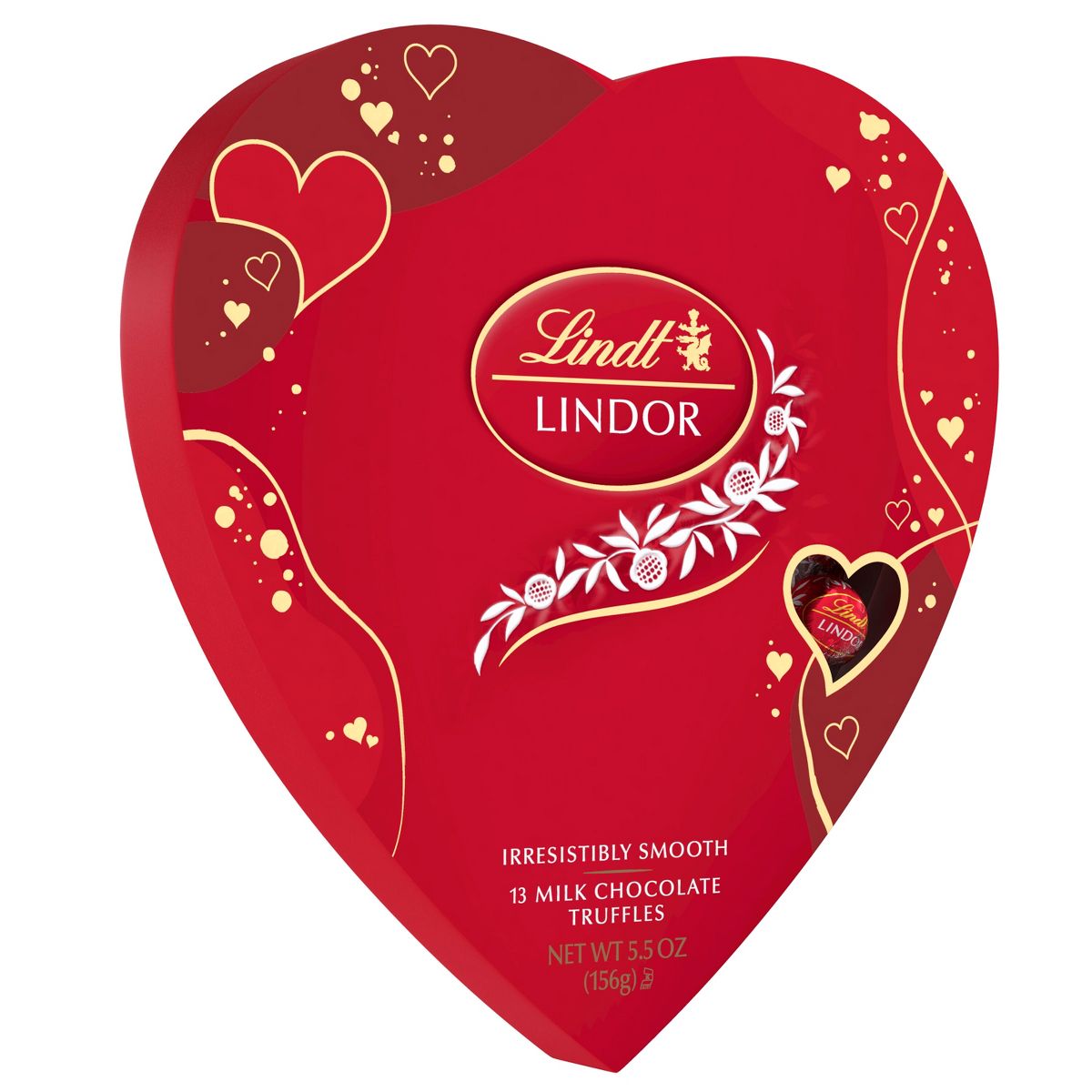 LINDT LINDOR MILK CHOCOLATE TRUFFLES 5.5 OZ HEART BOX